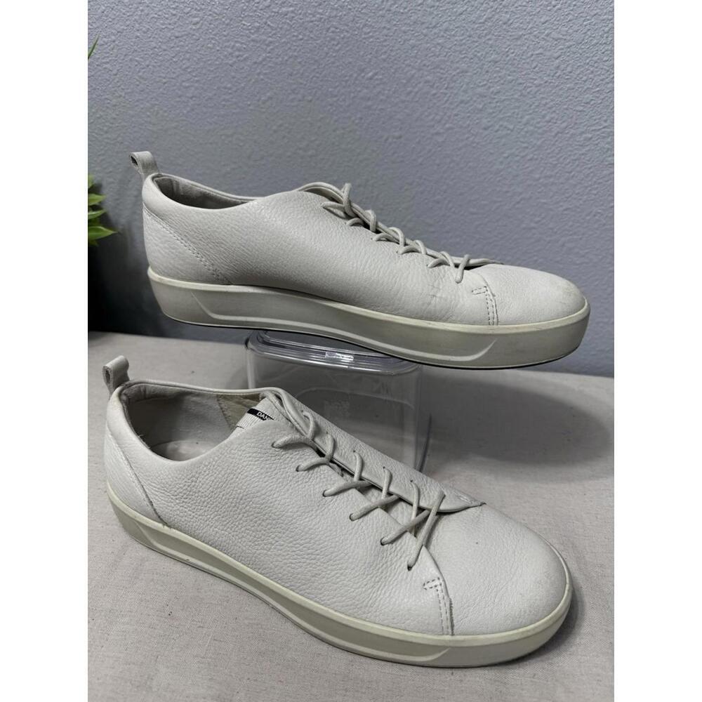 Ecco Soft 8 Walking Shoes Womens Sz 10 Ivory Leather Lace Up